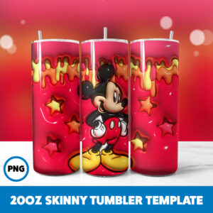 3D Inflated Mickey Mouse 70 20oz Skinny Tumbler Sublimation Design