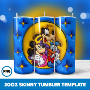 3D Inflated Mickey Mouse 75 20oz Skinny Tumbler Sublimation Design