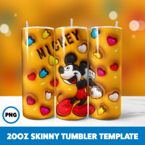 3D Inflated Mickey Mouse 76 20oz Skinny Tumbler Sublimation Design