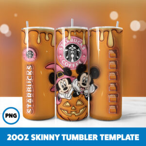 3D Inflated Mickey Mouse 8 20oz Skinny Tumbler Sublimation Design