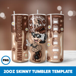3D Inflated Mickey Mouse 83 20oz Skinny Tumbler Sublimation Design