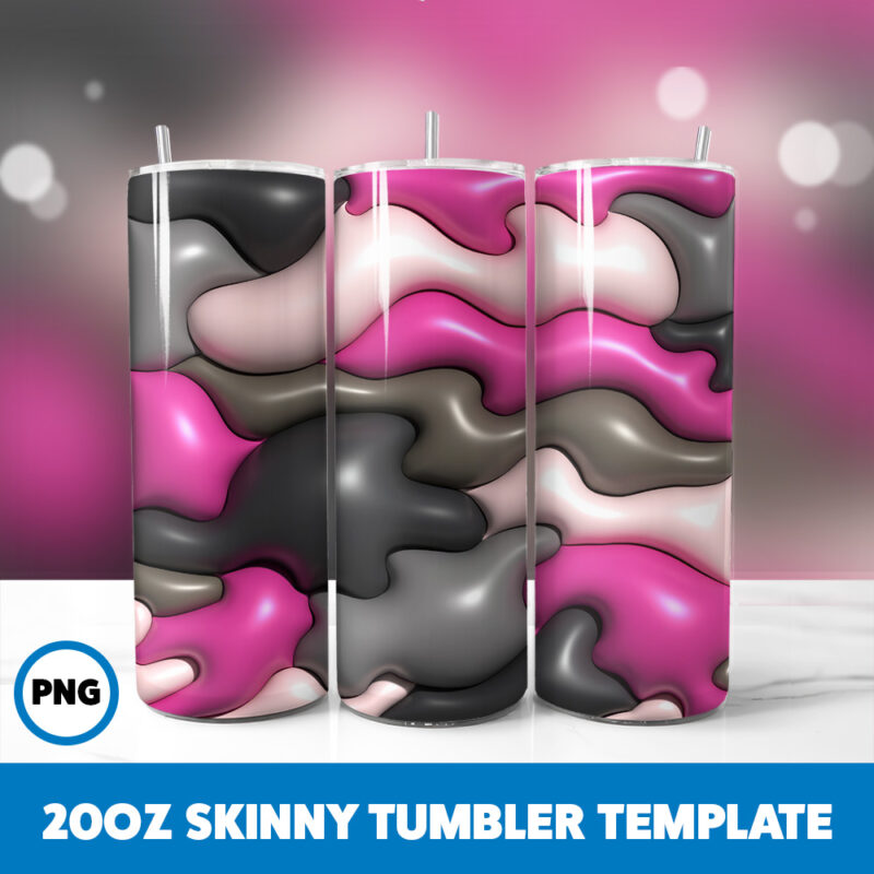 3D Inflated Patterns 19 20oz Skinny Tumbler Sublimation Design