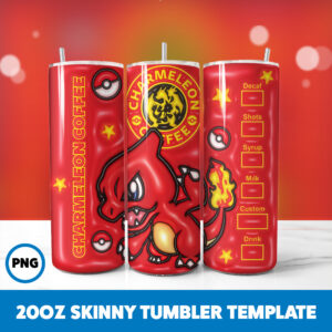 3D Inflated Pokemon Video Games 13 20oz Skinny Tumbler Sublimation Design