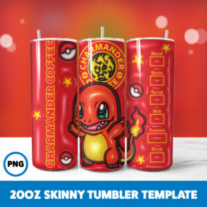 3D Inflated Pokemon Video Games 14 20oz Skinny Tumbler Sublimation Design