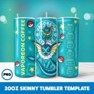 3D Inflated Pokemon Video Games 21 20oz Skinny Tumbler Sublimation Design