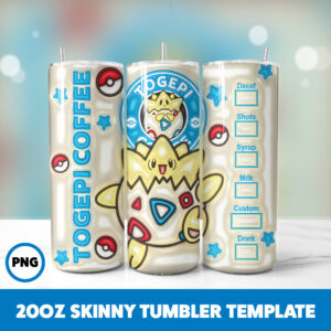 3D Inflated Pokemon Video Games 22 20oz Skinny Tumbler Sublimation Design