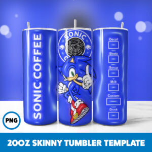 3D Inflated Sonic Video Games 1 20oz Skinny Tumbler Sublimation Design
