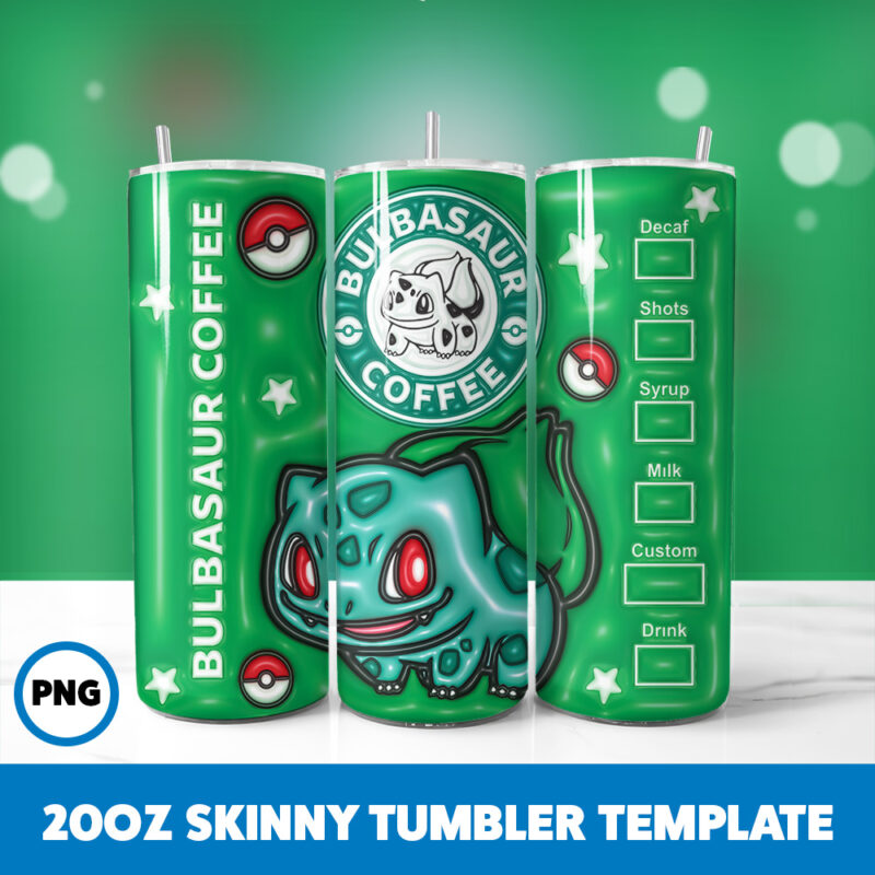 3D Inflated Starbucks 149 20oz Skinny Tumbler Sublimation Design
