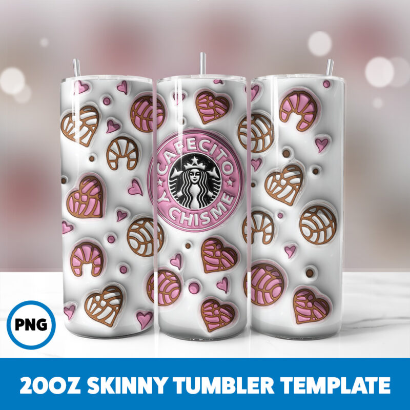3D Inflated Starbucks 15 20oz Skinny Tumbler Sublimation Design