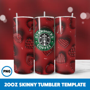 3D Inflated Starbucks 186 20oz Skinny Tumbler Sublimation Design