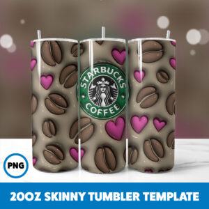 3D Inflated Starbucks 199 20oz Skinny Tumbler Sublimation Design