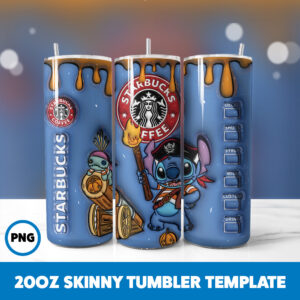 3D Inflated Starbucks 200 20oz Skinny Tumbler Sublimation Design