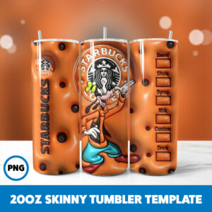 3D Inflated Starbucks 49 20oz Skinny Tumbler Sublimation Design