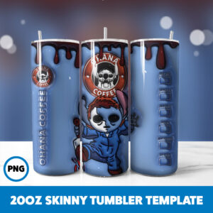 3D Inflated Stitch 17 20oz Skinny Tumbler Sublimation Design