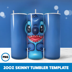 3D Inflated Stitch 39 20oz Skinny Tumbler Sublimation Design