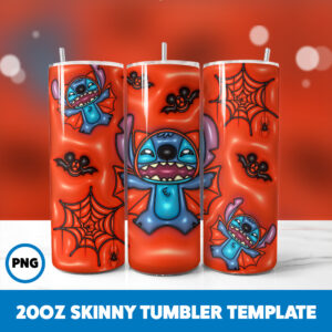 3D Inflated Stitch 50 20oz Skinny Tumbler Sublimation Design