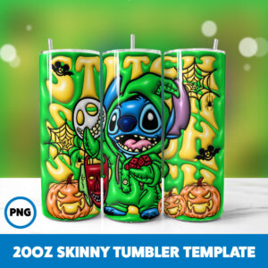 3D Inflated Stitch 9 20oz Skinny Tumbler Sublimation Design