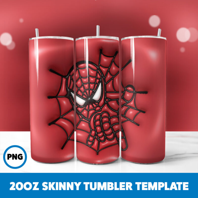3D Inflated Superhero 11 20oz Skinny Tumbler Sublimation Design