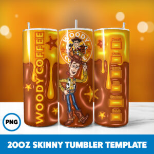3D Inflated Toy Story 6 20oz Skinny Tumbler Sublimation Design