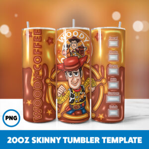 3D Inflated Toy Story 8 20oz Skinny Tumbler Sublimation Design