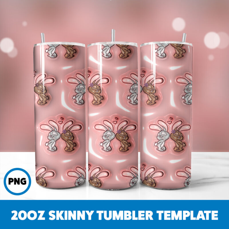 3D Inflated Valentine 102 20oz Skinny Tumbler Sublimation Design