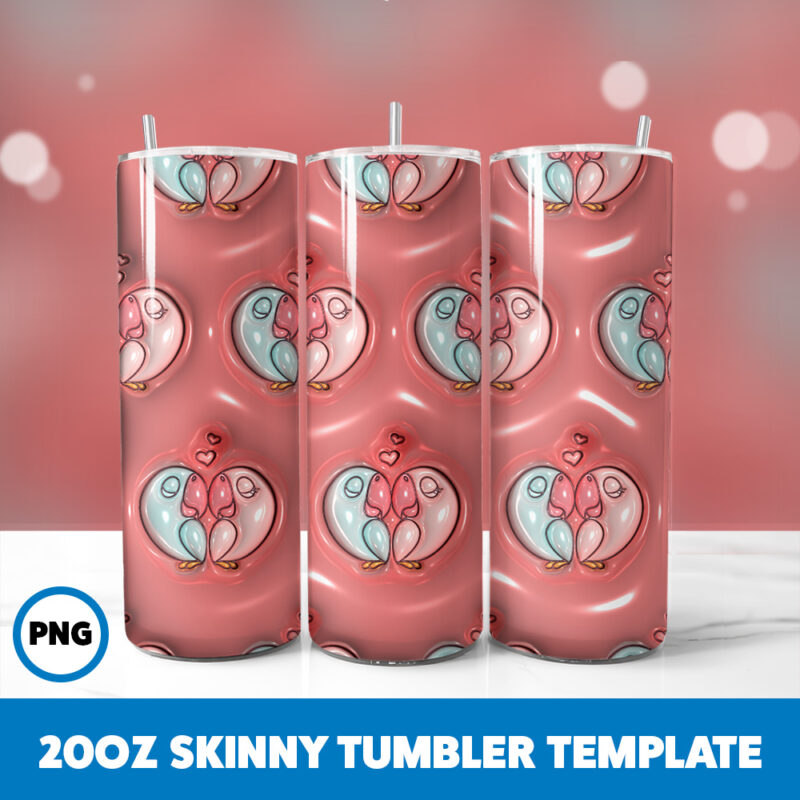 3D Inflated Valentine 103 20oz Skinny Tumbler Sublimation Design