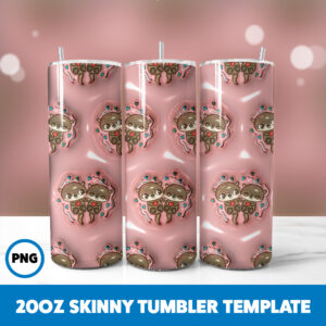 3D Inflated Valentine 104 20oz Skinny Tumbler Sublimation Design