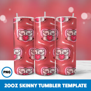 3D Inflated Valentine 107 20oz Skinny Tumbler Sublimation Design