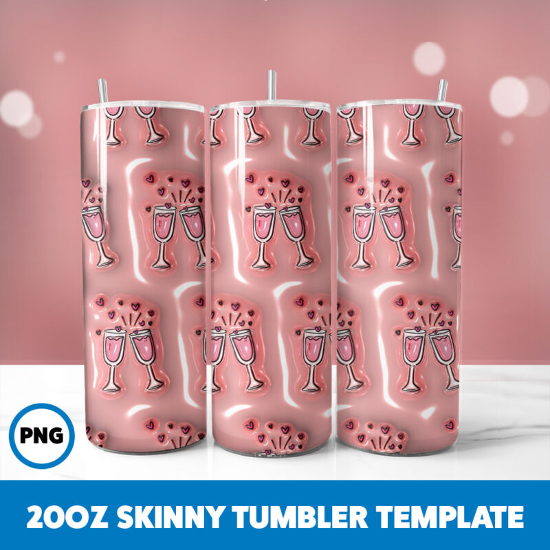 3D Inflated Valentine 108 20oz Skinny Tumbler Sublimation Design