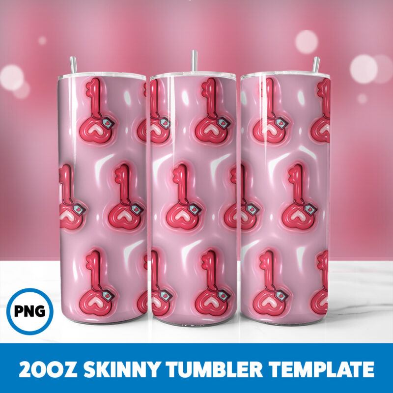 3D Inflated Valentine 114 20oz Skinny Tumbler Sublimation Design