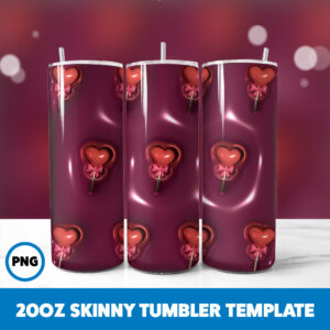 3D Inflated Valentine 118 20oz Skinny Tumbler Sublimation Design