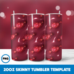 3D Inflated Valentine 120 20oz Skinny Tumbler Sublimation Design