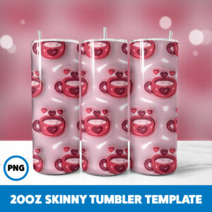 3D Inflated Valentine 126 20oz Skinny Tumbler Sublimation Design