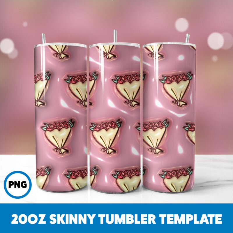 3D Inflated Valentine 127 20oz Skinny Tumbler Sublimation Design