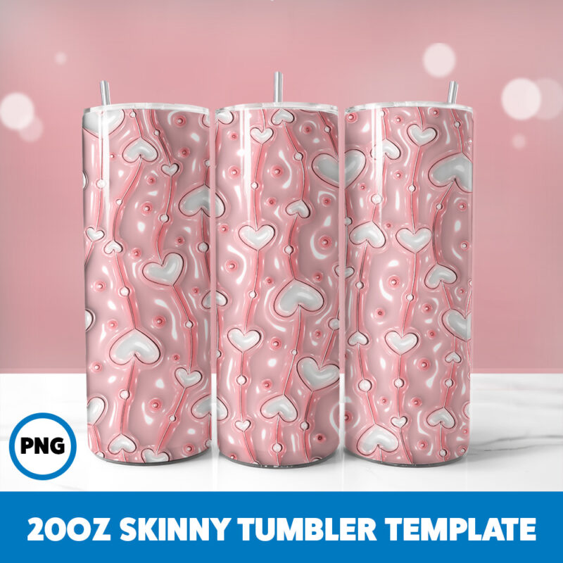 3D Inflated Valentine 128 20oz Skinny Tumbler Sublimation Design