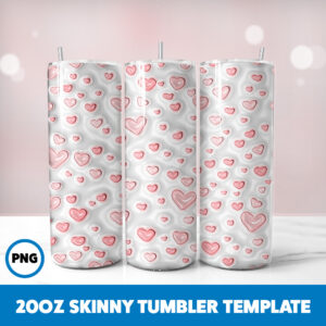 3D Inflated Valentine 129 20oz Skinny Tumbler Sublimation Design