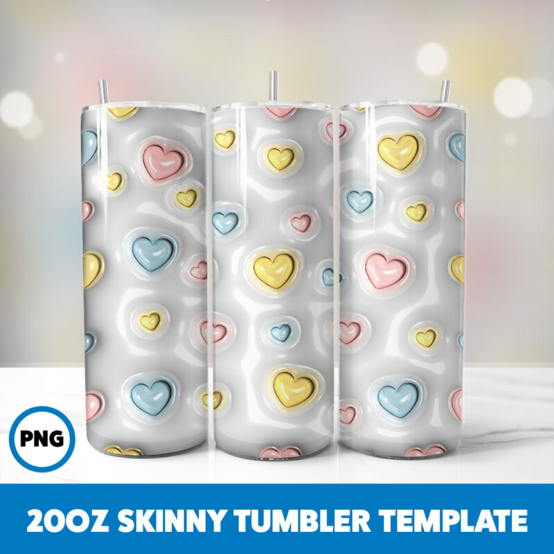 3D Inflated Valentine 130 20oz Skinny Tumbler Sublimation Design