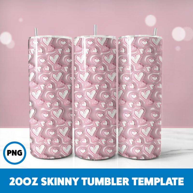 3D Inflated Valentine 138 20oz Skinny Tumbler Sublimation Design