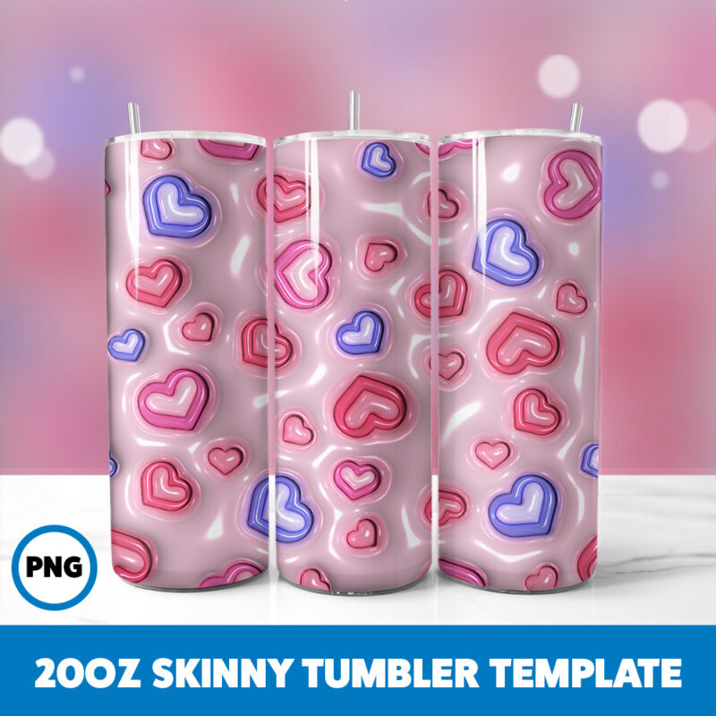 3D Inflated Valentine 142 20oz Skinny Tumbler Sublimation Design