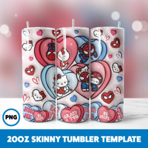 3D Inflated Valentine 175 20oz Skinny Tumbler Sublimation Design