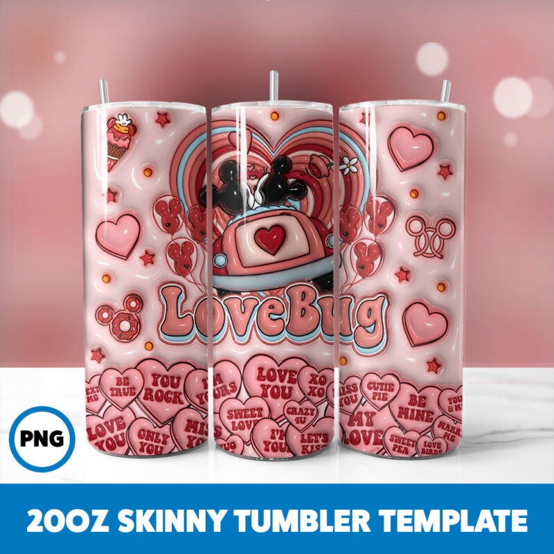 3D Inflated Valentine 203 20oz Skinny Tumbler Sublimation Design