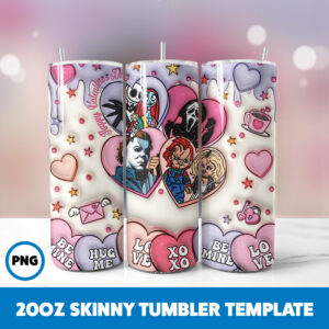 3D Inflated Valentine 209 20oz Skinny Tumbler Sublimation Design