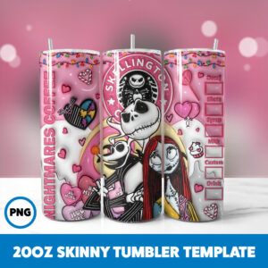 3D Inflated Valentine 211 20oz Skinny Tumbler Sublimation Design