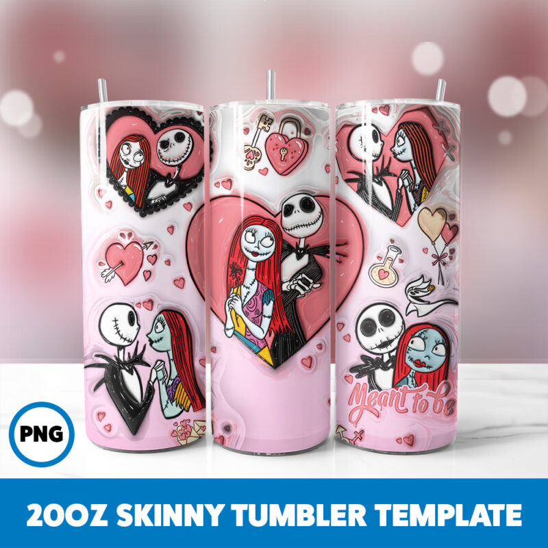 3D Inflated Valentine 216 20oz Skinny Tumbler Sublimation Design