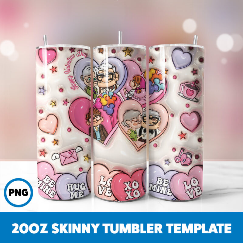 3D Inflated Valentine 227 20oz Skinny Tumbler Sublimation Design