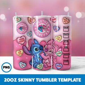 3D Inflated Valentine 233 20oz Skinny Tumbler Sublimation Design