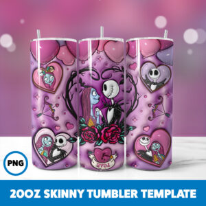 3D Inflated Valentine 239 20oz Skinny Tumbler Sublimation Design