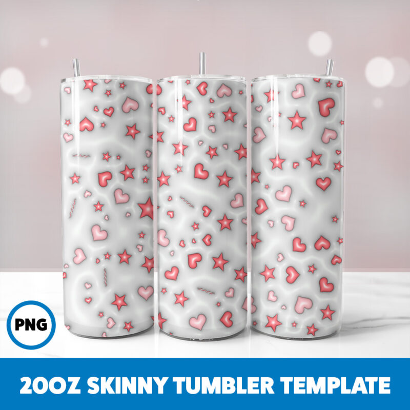 3D Inflated Valentine 241 20oz Skinny Tumbler Sublimation Design