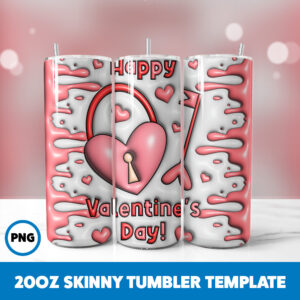 3D Inflated Valentine 248 20oz Skinny Tumbler Sublimation Design