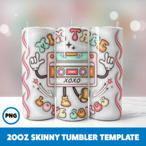 3D Inflated Valentine 255 20oz Skinny Tumbler Sublimation Design